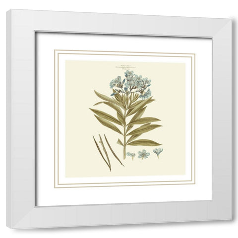 Custom Bashful Blue Florals III White Modern Wood Framed Art Print with Double Matting by Miller, John