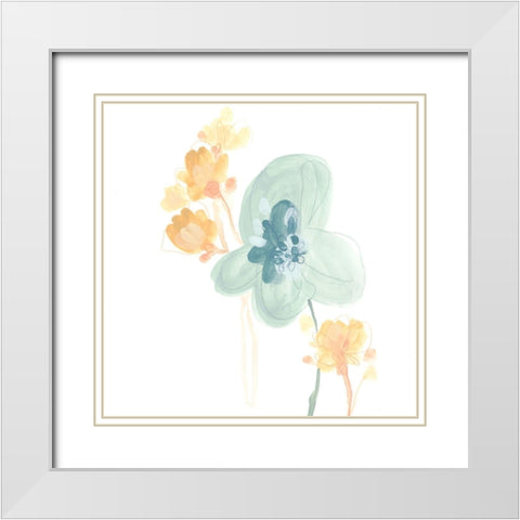 Petite Petals I White Modern Wood Framed Art Print with Double Matting by Vess, June Erica