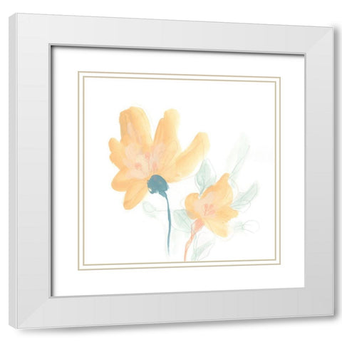 Petite Petals IV White Modern Wood Framed Art Print with Double Matting by Vess, June Erica