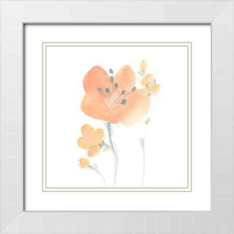 Petite Petals VI White Modern Wood Framed Art Print with Double Matting by Vess, June Erica