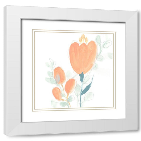 Petite Petals VII White Modern Wood Framed Art Print with Double Matting by Vess, June Erica