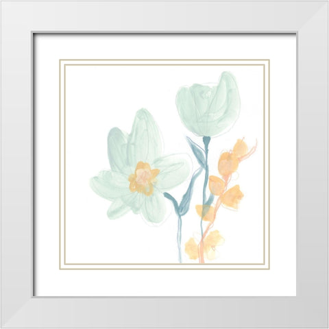 Petite Petals IX White Modern Wood Framed Art Print with Double Matting by Vess, June Erica