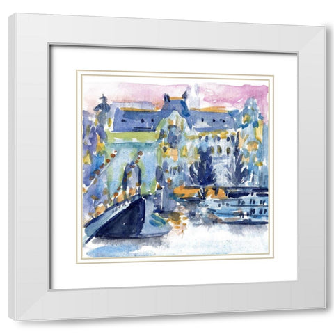 River City I White Modern Wood Framed Art Print with Double Matting by Wang, Melissa