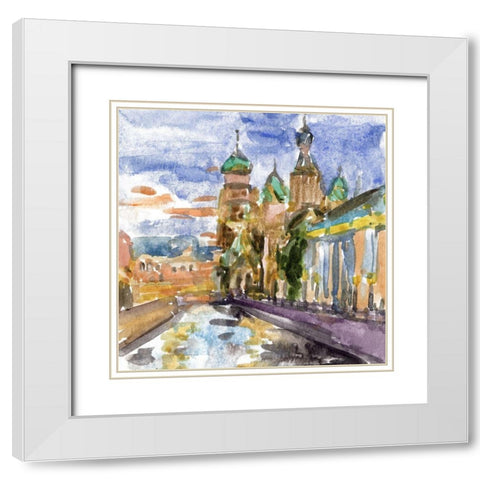 River City II White Modern Wood Framed Art Print with Double Matting by Wang, Melissa