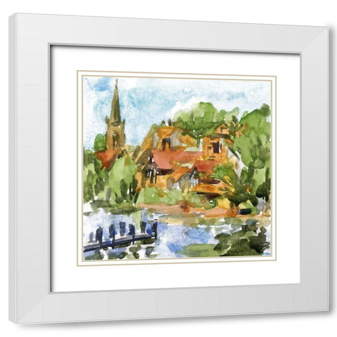 River City III White Modern Wood Framed Art Print with Double Matting by Wang, Melissa