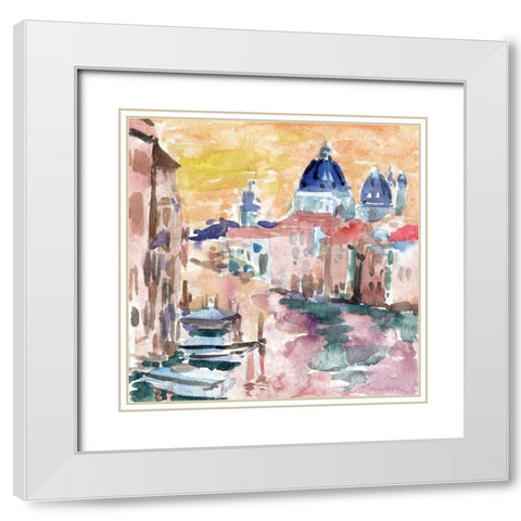 River City IV White Modern Wood Framed Art Print with Double Matting by Wang, Melissa