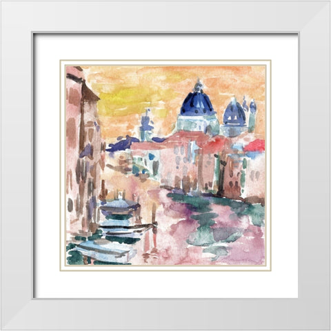 River City IV White Modern Wood Framed Art Print with Double Matting by Wang, Melissa