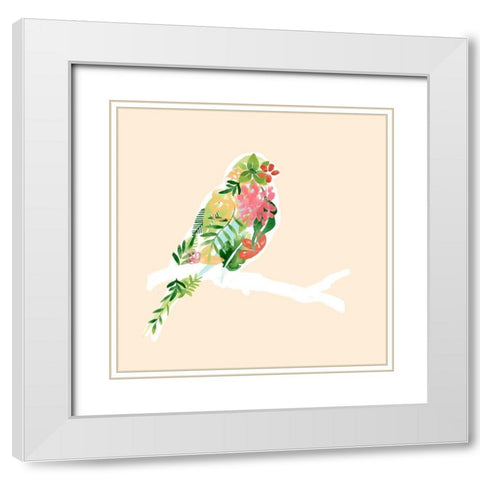 Foliage and Feathers II White Modern Wood Framed Art Print with Double Matting by Vess, June Erica
