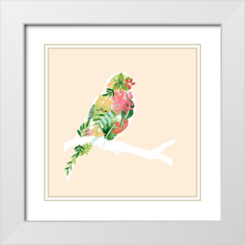 Foliage and Feathers II White Modern Wood Framed Art Print with Double Matting by Vess, June Erica