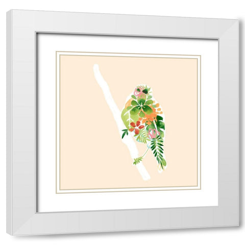 Foliage and Feathers III White Modern Wood Framed Art Print with Double Matting by Vess, June Erica