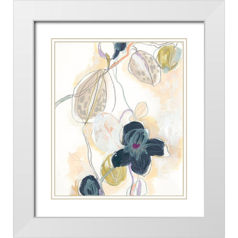 Abstracted Orchid I White Modern Wood Framed Art Print with Double Matting by Vess, June Erica