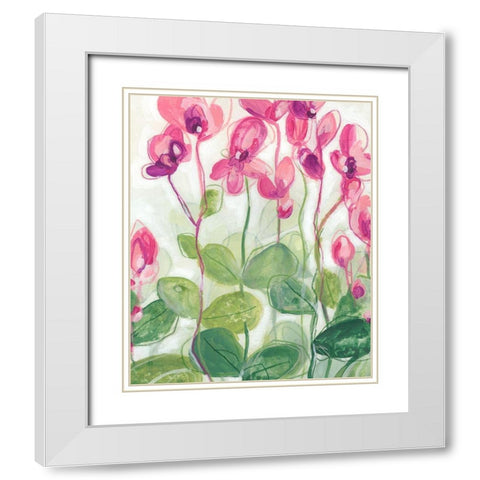 Cyclamen Fantasia II White Modern Wood Framed Art Print with Double Matting by Vess, June Erica