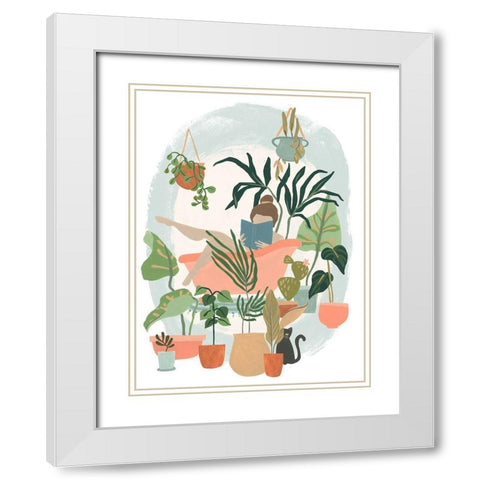 Plant Lady Bath I White Modern Wood Framed Art Print with Double Matting by Vess, June Erica