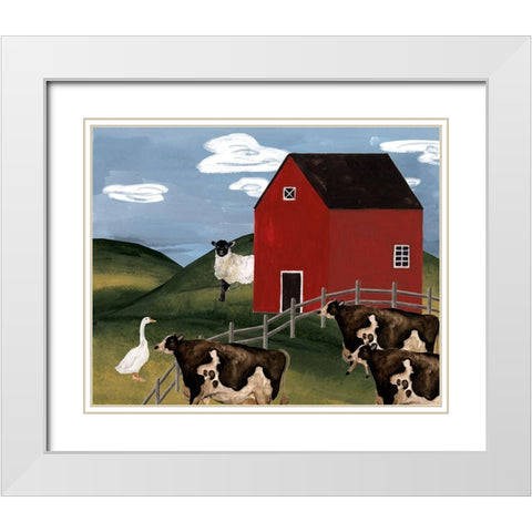 Red Cottage II White Modern Wood Framed Art Print with Double Matting by Wang, Melissa