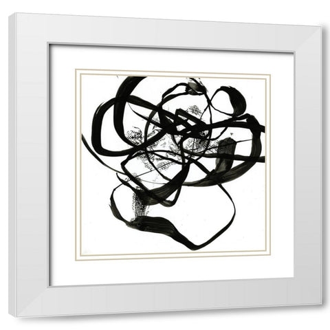 Sumi-E Abstract on White I White Modern Wood Framed Art Print with Double Matting by Goldberger, Jennifer