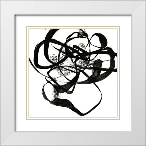 Sumi-E Abstract on White I White Modern Wood Framed Art Print with Double Matting by Goldberger, Jennifer
