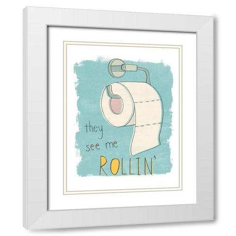 Potty Pun I White Modern Wood Framed Art Print with Double Matting by Vess, June Erica