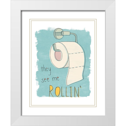 Potty Pun I White Modern Wood Framed Art Print with Double Matting by Vess, June Erica