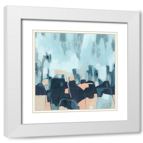 Abstracted Indigo Skyline I White Modern Wood Framed Art Print with Double Matting by Vess, June Erica