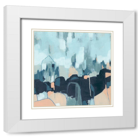 Abstracted Indigo Skyline II White Modern Wood Framed Art Print with Double Matting by Vess, June Erica