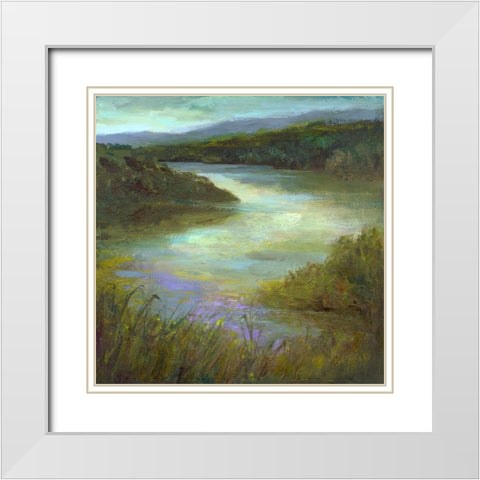 Edge of the Lake White Modern Wood Framed Art Print with Double Matting by Finch, Sheila