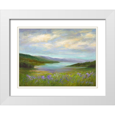 Crystal Springs Vista White Modern Wood Framed Art Print with Double Matting by Finch, Sheila