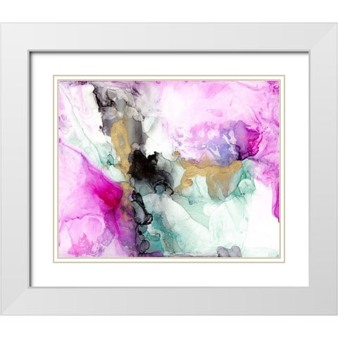 Magenta Expression II White Modern Wood Framed Art Print with Double Matting by Goldberger, Jennifer