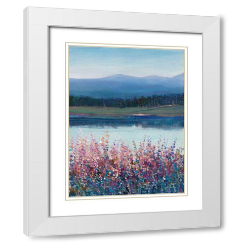 Lakeside Mountain II White Modern Wood Framed Art Print with Double Matting by OToole, Tim