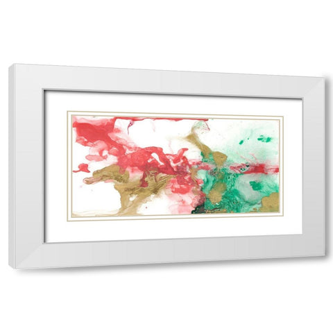Viridian and Coral Reef I White Modern Wood Framed Art Print with Double Matting by Goldberger, Jennifer