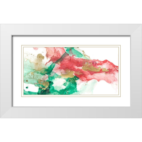Viridian and Coral Reef II White Modern Wood Framed Art Print with Double Matting by Goldberger, Jennifer