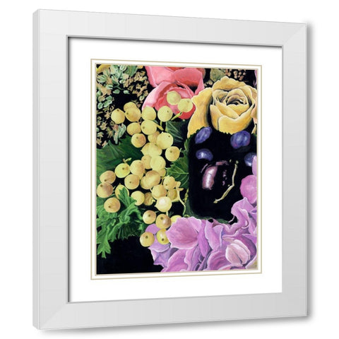 Floral on Black I White Modern Wood Framed Art Print with Double Matting by Wang, Melissa
