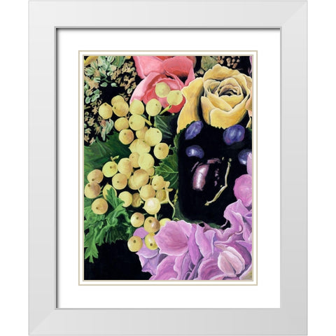 Floral on Black I White Modern Wood Framed Art Print with Double Matting by Wang, Melissa