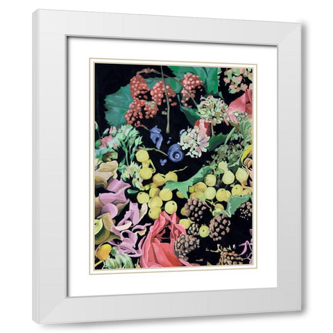 Floral on Black II White Modern Wood Framed Art Print with Double Matting by Wang, Melissa