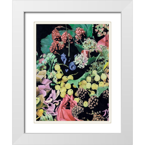 Floral on Black II White Modern Wood Framed Art Print with Double Matting by Wang, Melissa