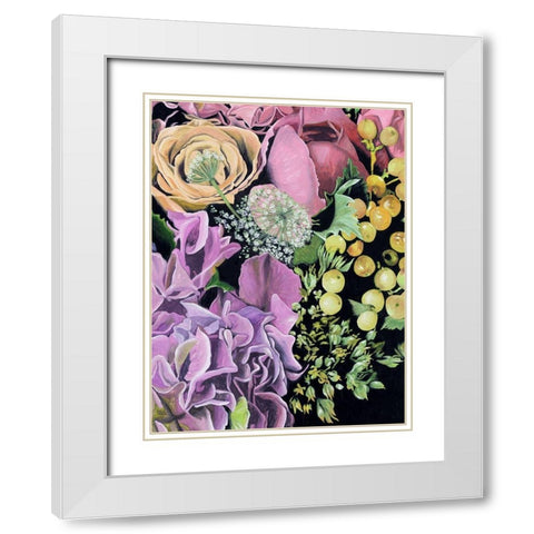 Floral on Black III White Modern Wood Framed Art Print with Double Matting by Wang, Melissa