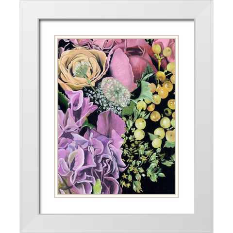 Floral on Black III White Modern Wood Framed Art Print with Double Matting by Wang, Melissa