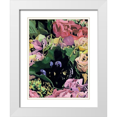 Floral on Black IV White Modern Wood Framed Art Print with Double Matting by Wang, Melissa