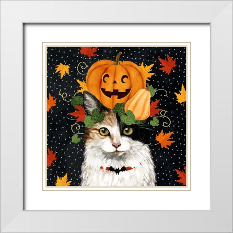 Halloween Cat II White Modern Wood Framed Art Print with Double Matting by Borges, Victoria