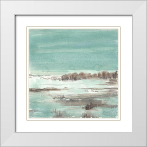 Winter Mint I White Modern Wood Framed Art Print with Double Matting by Goldberger, Jennifer