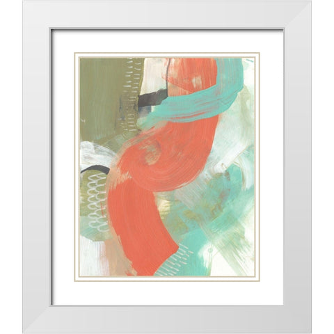 Coral Whimsy I White Modern Wood Framed Art Print with Double Matting by Goldberger, Jennifer