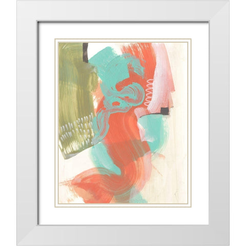 Coral Whimsy II White Modern Wood Framed Art Print with Double Matting by Goldberger, Jennifer