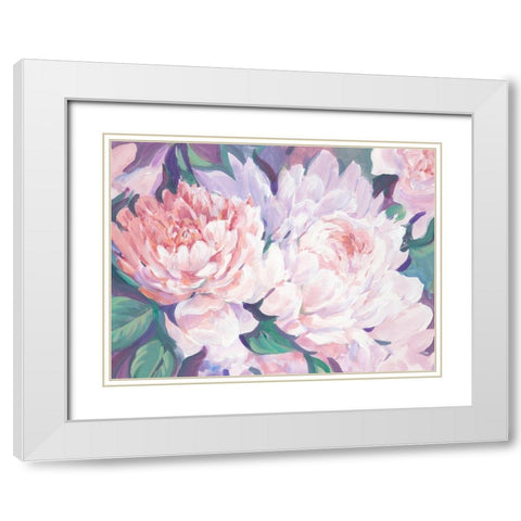 Peonies in Bloom I White Modern Wood Framed Art Print with Double Matting by OToole, Tim