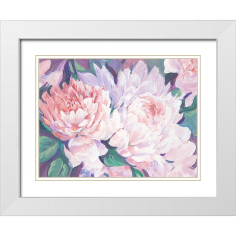 Peonies in Bloom I White Modern Wood Framed Art Print with Double Matting by OToole, Tim