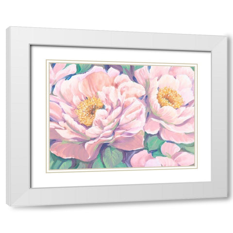 Peonies in Bloom II White Modern Wood Framed Art Print with Double Matting by OToole, Tim