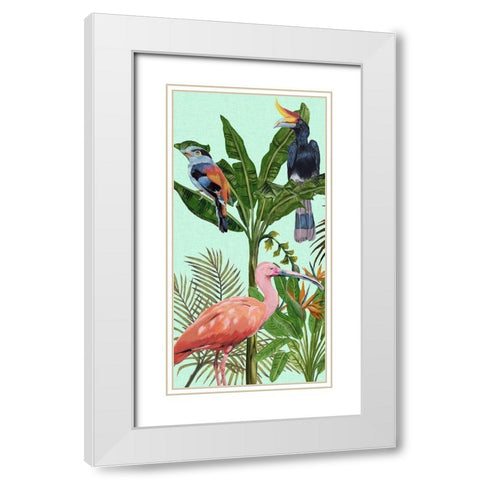 Birds Paradise I White Modern Wood Framed Art Print with Double Matting by Wang, Melissa