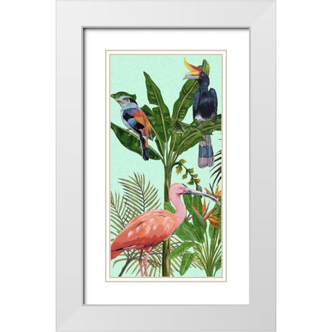 Birds Paradise I White Modern Wood Framed Art Print with Double Matting by Wang, Melissa