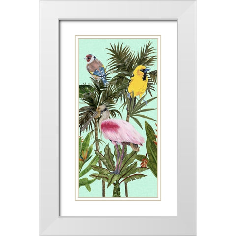 Birds Paradise II White Modern Wood Framed Art Print with Double Matting by Wang, Melissa