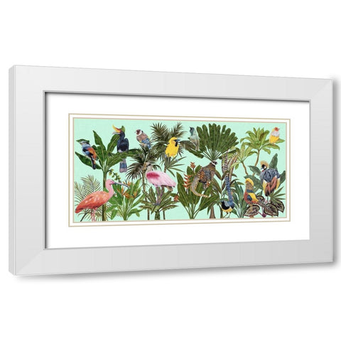 Birds Paradise V White Modern Wood Framed Art Print with Double Matting by Wang, Melissa