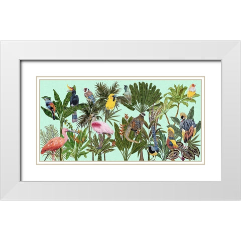 Birds Paradise V White Modern Wood Framed Art Print with Double Matting by Wang, Melissa