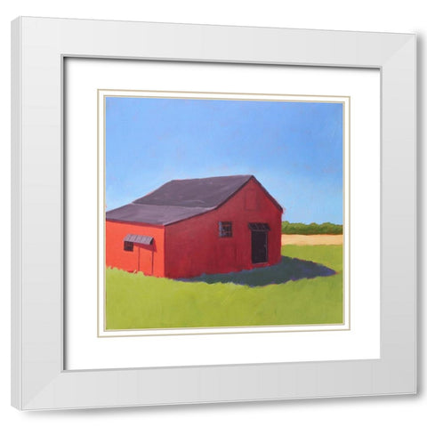 Primary Barns V White Modern Wood Framed Art Print with Double Matting by Young, Carol